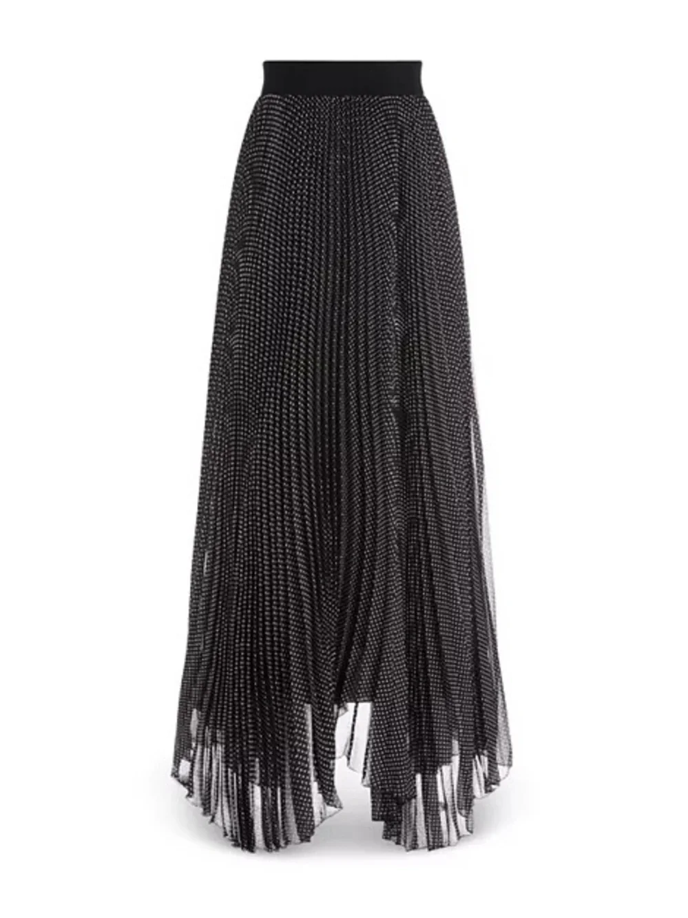 Alice and Olivia Katz Pleated Maxi Skirt Black with white polka dot 6 - Picture 3 of 10